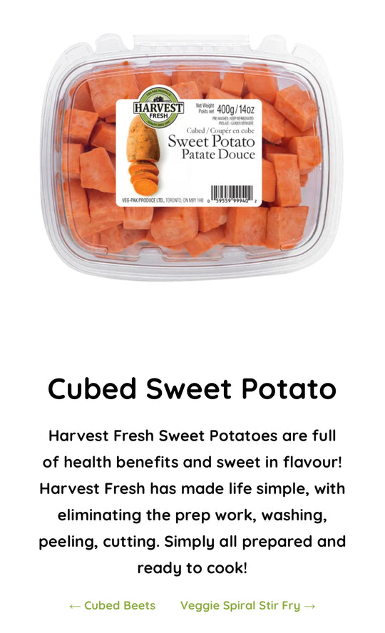 HARVEST FRESH - Cubed Sweet Potato SPECIAL! Packed Fresh to Order!