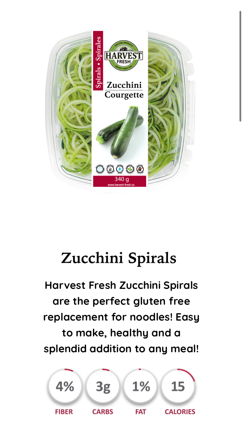 HARVEST FRESH - Zucchini Spirals SPECIAL! PACKED Fresh to Order!