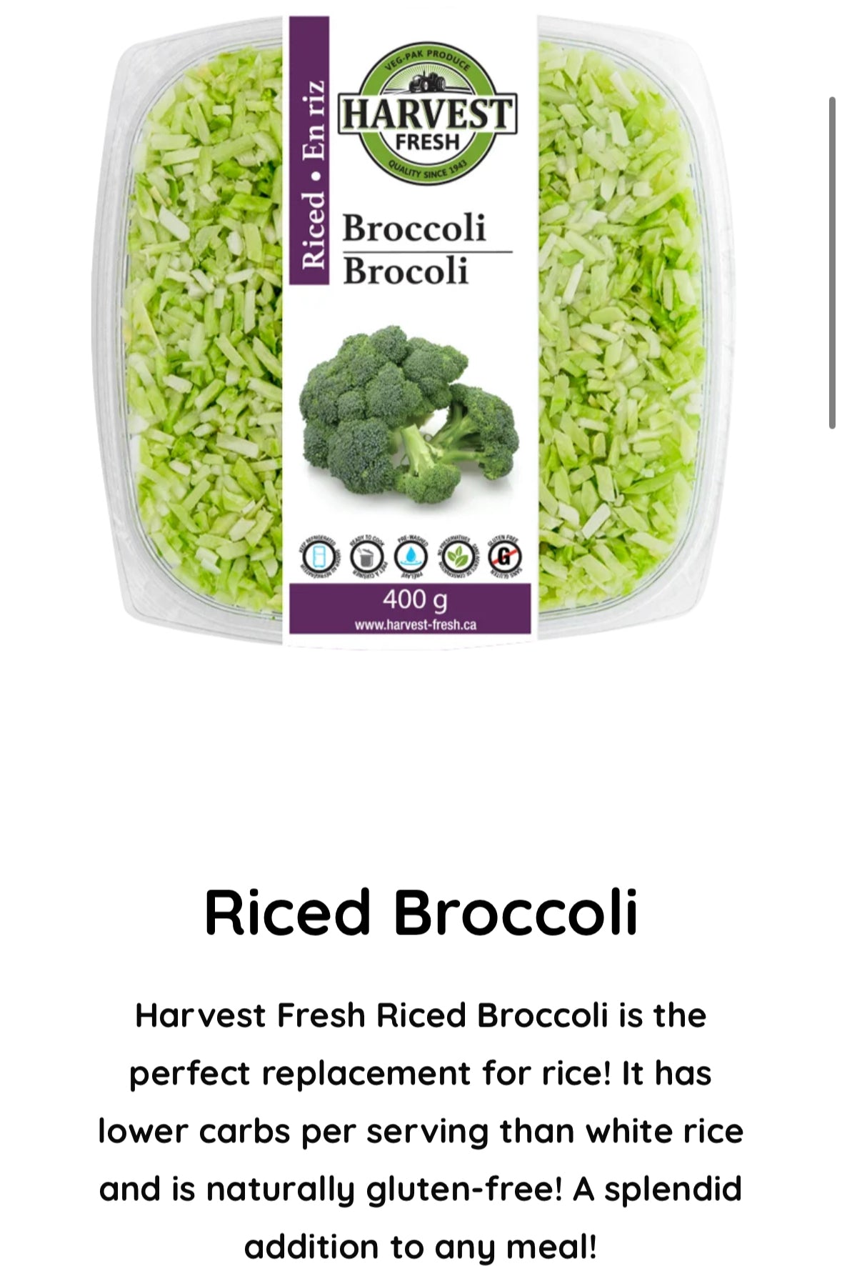 HARVEST FRESH - Riced Broccoli SPECIAL! Packed Fresh to Order!